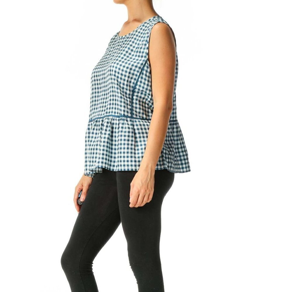 J.Crew Green Checkered Brunch Blouse - Picture 3 of 3